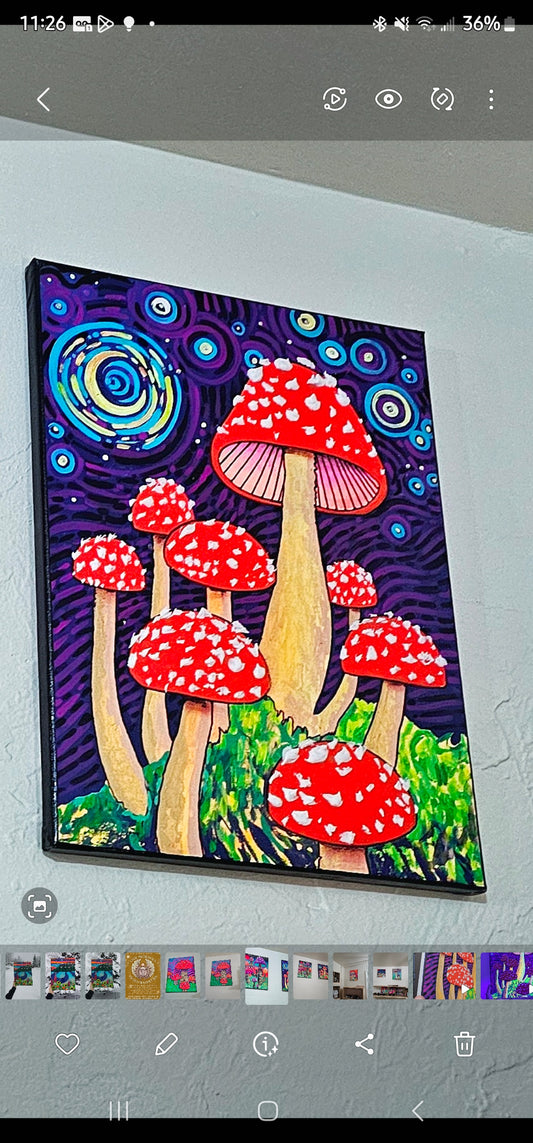 12x16 Starry Mushroom Night