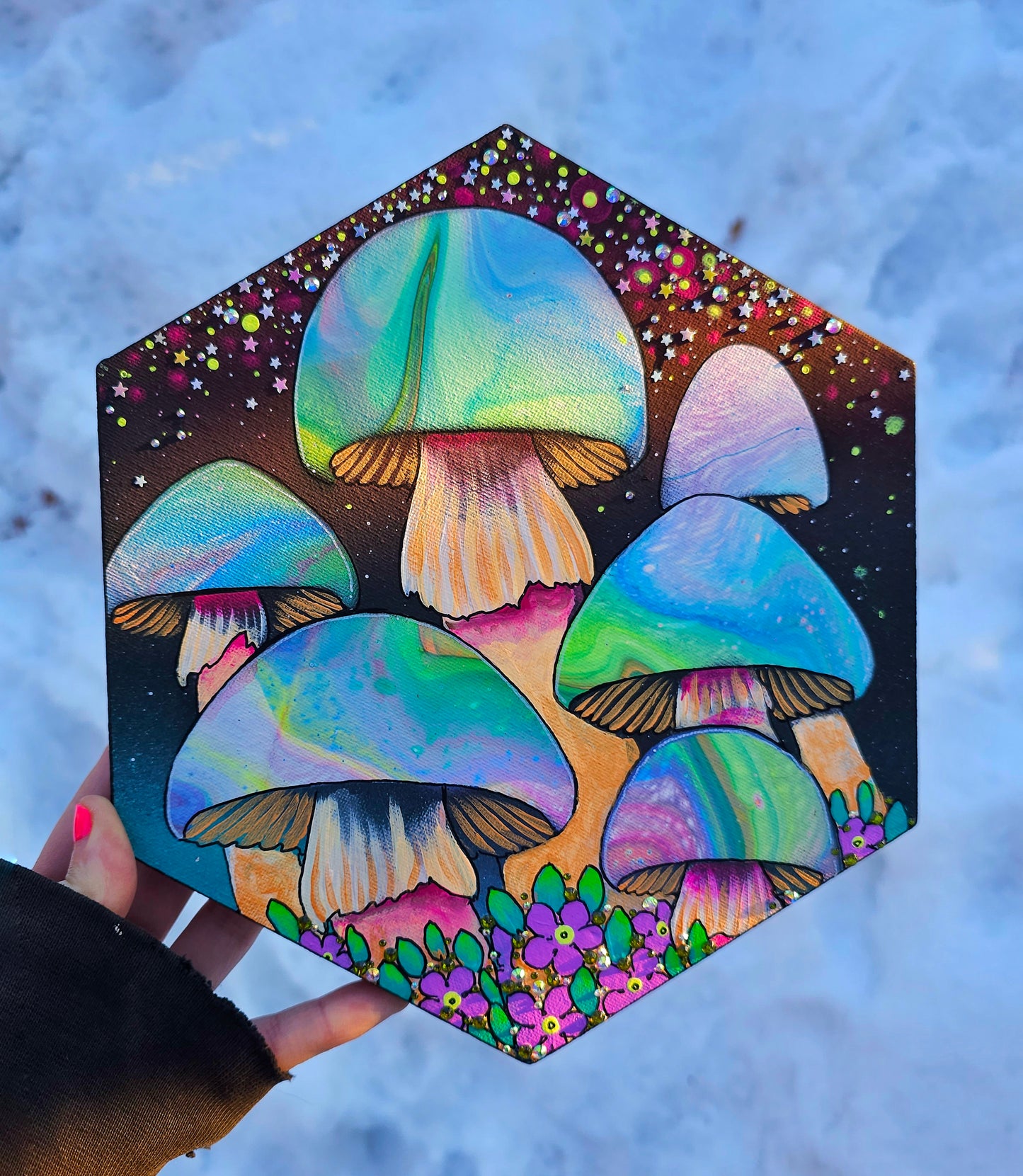 10" Hex Canvas mushies original