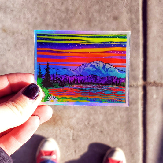 Shiny Holograpgic Denali Sunset Sticker