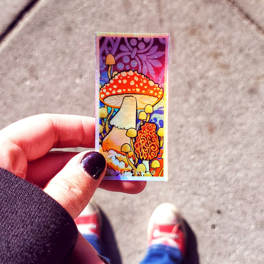 Shiny Holographic Mushroom Family Sticker