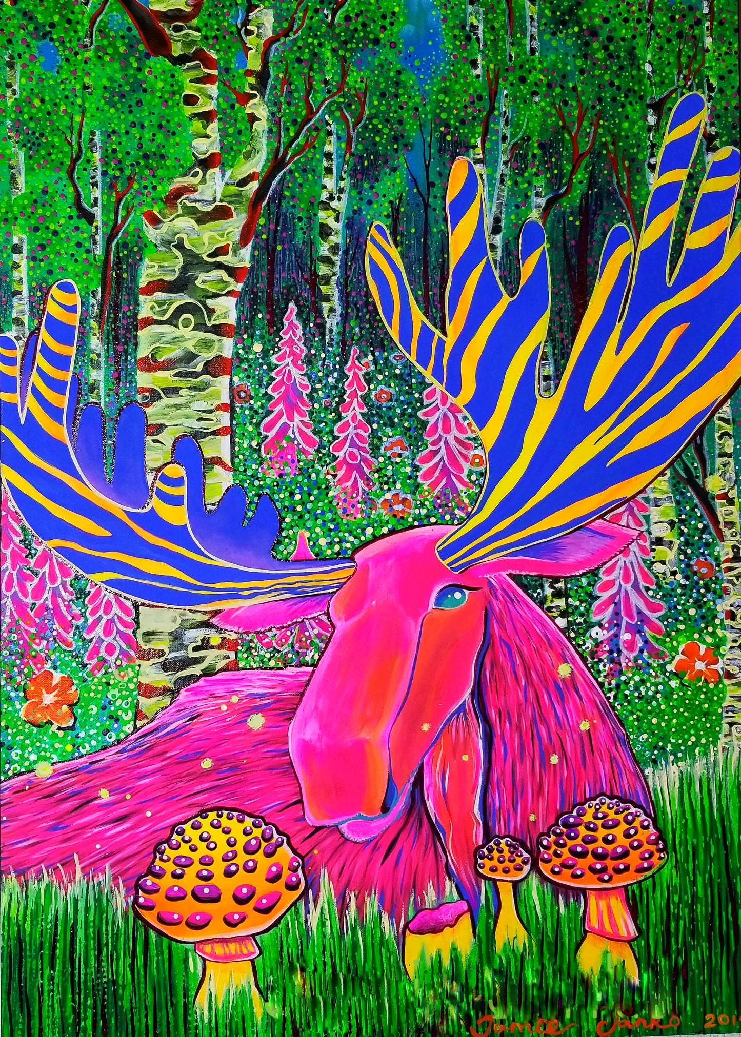 Psychedelic Moose Signed Print by Jamie Janko