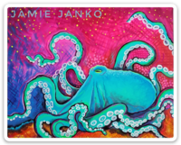 Octopus Teal and Pink Sticker