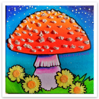Amanita Mushroom and Daisies sticker